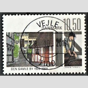 FRIM�RKER DANMARK | 2009 - AFA 1566 - Den gamle by - 10,50 Kr. flerfarvet - Pragt Stemplet Vejle