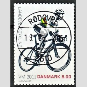 FRIMRKER DANMARK | 2011 - AFA 1674 - WM i landevejscykling - 8,00 Kr. flerfarvet - Pragt Stemplet