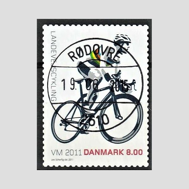 FRIMRKER DANMARK | 2011 - AFA 1674 - WM i landevejscykling - 8,00 Kr. flerfarvet - Pragt Stemplet