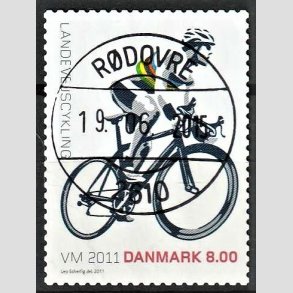 FRIMRKER DANMARK | 2011 - AFA 1674 - WM i landevejscykling - 8,00 Kr. flerfarvet - Pragt Stemplet