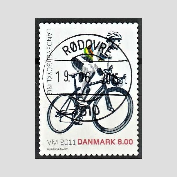 FRIMRKER DANMARK | 2011 - AFA 1674 - WM i landevejscykling - 8,00 Kr. flerfarvet - Pragt Stemplet