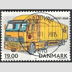 FRIM�RKER DANMARK | 2002 - AFA 1324 - Postk�ret�jer - 19,00 Kr. flerfarvet - Pragt Stemplet 