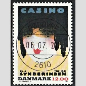 FRIM�RKER DANMARK | 1991 - AFA 1002 - Dansk Plakatkunst - 12,00 Kr. flerfarvet - Pragt Stemplet R�dovre