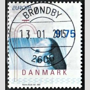 FRIMRKER DANMARK | 2001 - AFA 1284 - Europamrker - 9,75 Kr. flerfarvet - Pragt Stemplet 