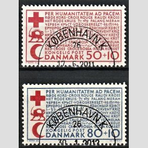 FRIM�RKER DANMARK | 1966 - AFA 441F,442F - Dansk R�de Kors - i s�t - Lux Stemplet