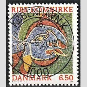 FRIM�RKER DANMARK | 1987 - AFA 881 - Ribe Domkirke - 6,50 Kr. flerfarvet - Pragt Stemplet 