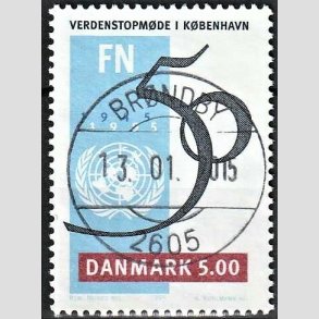 FRIM�RKER DANMARK | 1995 - AFA 1085 - FN 50 �r - 5,00 Kr. flerfarvet - Pragt Stemplet 