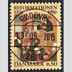 FRIM�RKER DANMARK | 1986 - AFA 874 - Reformationen - 6,50 Kr. flerfarvet - Pragt Stemplet