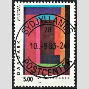 FRIM�RKER DANMARK | 1993 - AFA 1042 - Nutidskunst - 5,00 Kr. flerfarvet - Pragt Stemplet