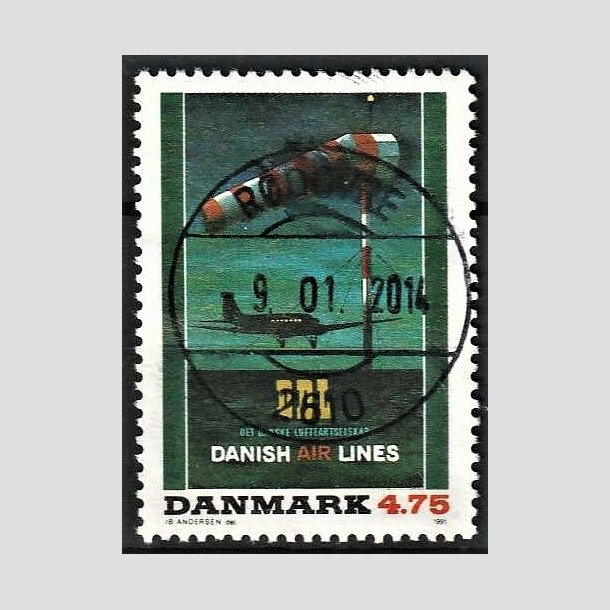 FRIMRKER DANMARK | 1991 - AFA 1001 - Dansk Plakatkunst - 4,75 Kr. flerfarvet - Pragt Stemplet