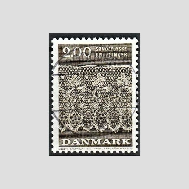 FRIMRKER DANMARK | 1980 - AFA 713 - Snderjyske kniplinger - 2,00 Kr. grbrun - Pragt Stemplet Rdovre
