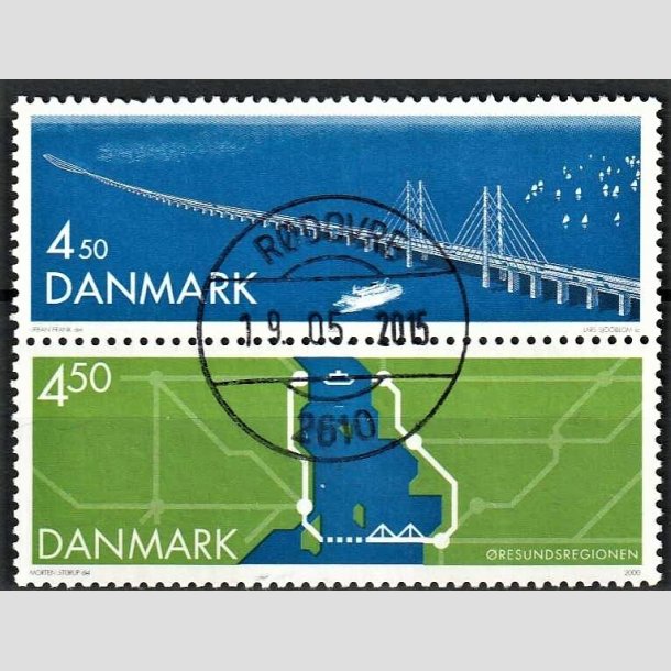 FRIMRKER DANMARK | 2000 - AFA 1254-55 - resundsforbindelsen - 4,50  + 4,50 Kr. i lodret par - Pragt Stemplet