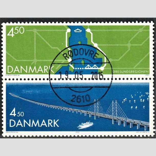 FRIMRKER DANMARK | 2000 - AFA 1255-54 - resundsforbindelsen - 4,50  + 4,50 Kr. i lodret par - Pragt Stemplet