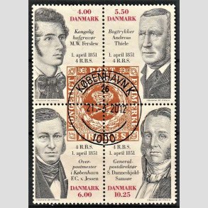 FRIMRKER DANMARK | 2001 - AFA 1276-79 - Frimrket 150 r - 4,00 - 10,25 kr. flerfarvet i 4-blok - Pragt Stemplet Kbenhavn K