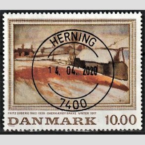 FRIMRKER DANMARK | 1988 - AFA 922 - Fritz Syberg - 10,00 Kr. flerfarvet - Lux Stemplet Herning
