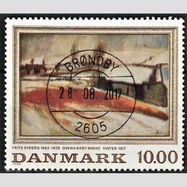 FRIMRKER DANMARK | 1988 - AFA 922 - Fritz Syberg - 10,00 Kr. flerfarvet - Lux Stemplet Brndby