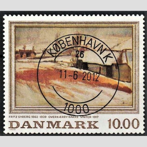 FRIMRKER DANMARK | 1988 - AFA 922 - Fritz Syberg - 10,00 Kr. flerfarvet - Lux Stemplet Kbenhavn K