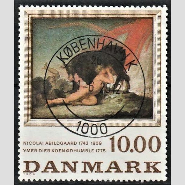 FRIMRKER DANMARK | 1984 - AFA 817 - N. Abildgaard - 10,00 Kr. flerfarvet - Pragt Stemplet Kbenhavn K