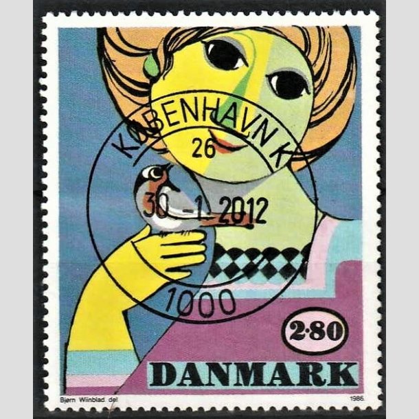 FRIMRKER DANMARK | 1986 - AFA 849 - Bjrn Wiinblad - 2,80 Kr. flerfarvet - Pragt Stemplet Kbenhavn K