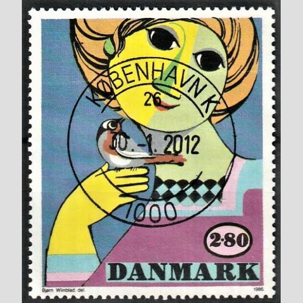 FRIMRKER DANMARK | 1986 - AFA 849 - Bjrn Wiinblad - 2,80 Kr. flerfarvet - Pragt Stemplet Kbenhavn K