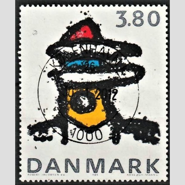 FRIMRKER DANMARK | 1985 - AFA 846 - Kunst af Robert Jacobsen - 3,80 Kr. flerfarvet - Lux Stemplet Kbenhan K