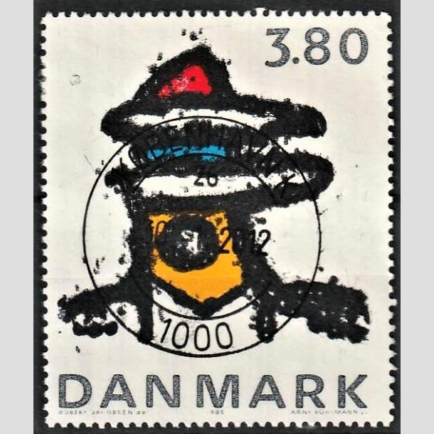 FRIMRKER DANMARK | 1985 - AFA 846 - Kunst af Robert Jacobsen - 3,80 Kr. flerfarvet - Lux Stemplet Kbenhan K