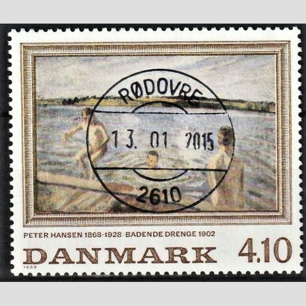 FRIMRKER DANMARK | 1988 - AFA 921 - Peter Hansen - 4,10 Kr. flerfarvet - Pragt Stemplet Rdovre