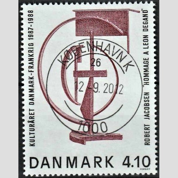 FRIMRKER DANMARK | 1988 - AFA 918 - Dansk-fransk kulturr - 4,10 Kr. brunrd/sort - Pragt Stemplet Kbenhavn K