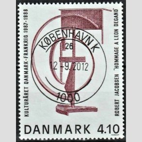FRIMRKER DANMARK | 1988 - AFA 918 - Dansk-fransk kulturr - 4,10 Kr. brunrd/sort - Pragt Stemplet Kbenhavn K