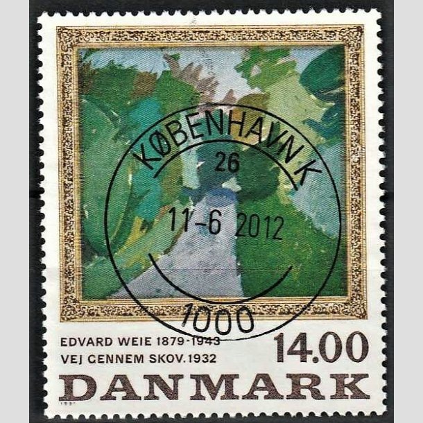 FRIMRKER DANMARK | 1991 - AFA 1006 - Edvard Weie - 14,00 Kr. flerfarvet - Pragt Stemplet Kbenhavn K