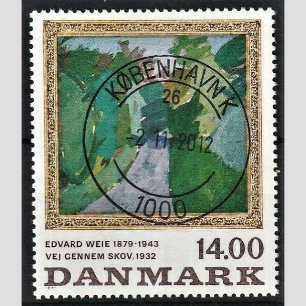 FRIMRKER DANMARK | 1991 - AFA 1006 - Edvard Weie - 14,00 Kr. flerfarvet - Pragt Stemplet Kbenhavn K