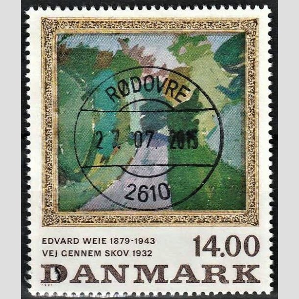 FRIMRKER DANMARK | 1991 - AFA 1006 - Edvard Weie - 14,00 Kr. flerfarvet - Pragt Stemplet Rdovre