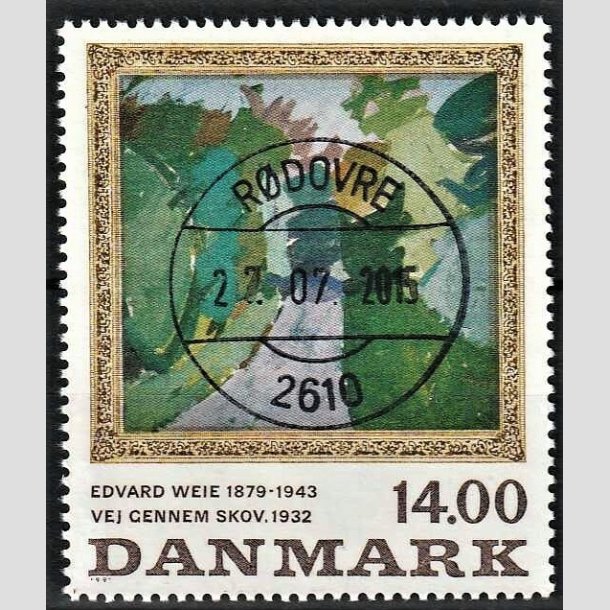 FRIMRKER DANMARK | 1991 - AFA 1006 - Edvard Weie - 14,00 Kr. flerfarvet - Pragt Stemplet Rdovre