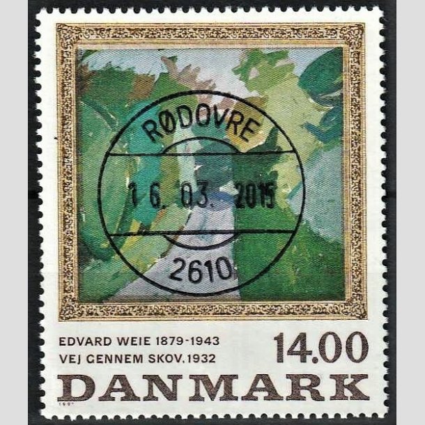 FRIMRKER DANMARK | 1991 - AFA 1006 - Edvard Weie - 14,00 Kr. flerfarvet - Pragt Stemplet Rdovre