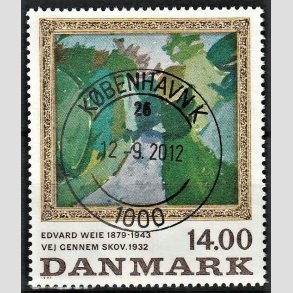 FRIMRKER DANMARK | 1991 - AFA 1006 - Edvard Weie - 14,00 Kr. flerfarvet - Pragt Stemplet Kbenhavn K