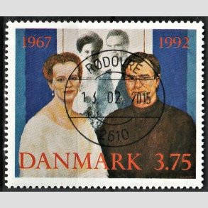 FRIMRKER DANMARK | 1992 - AFA 1023 - Slvbryllup - 3,75 Kr. flerfarvet - Pragt Stemplet Rdovre