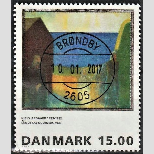 FRIMRKER DANMARK | 1995 - AFA 1100 - Niels Lergaard - 15,00 Kr. flerfarvet - Pragt Stemplet Brndby