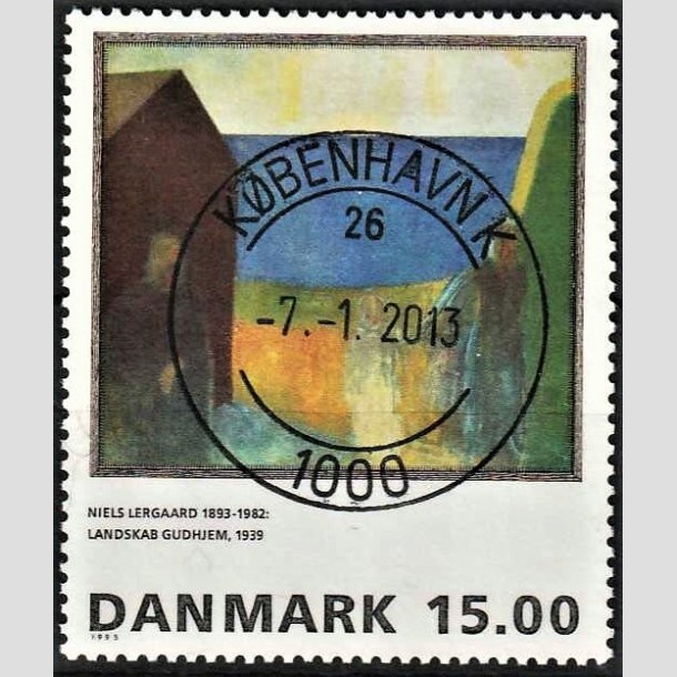 FRIMRKER DANMARK | 1995 - AFA 1100 - Niels Lergaard - 15,00 Kr. flerfarvet - Pragt Stemplet Kbenhavn K