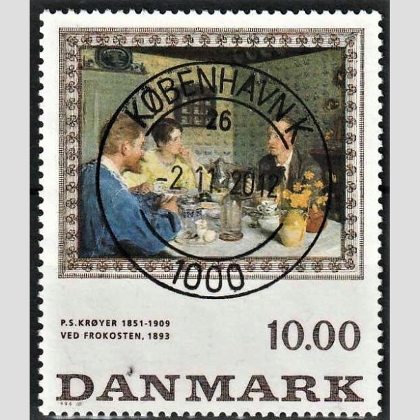 FRIMRKER DANMARK | 1996 - AFA 1131 - P.S Kryer - 10,00 Kr. flerfarvet - Pragt Stemplet Kbenhavn K