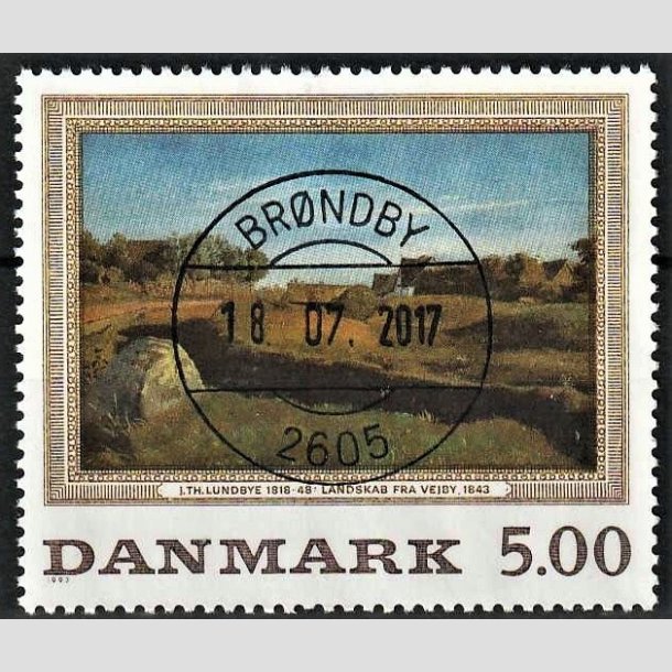 FRIMRKER DANMARK | 1992 - AFA 1032 - Maleriserie 5. - 5,00 Kr. J. Th. Lundbye - Pragt Stemplet Brndby