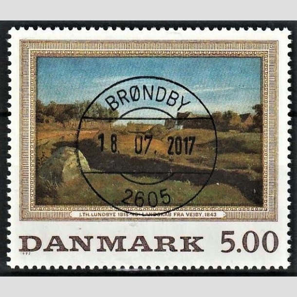 FRIMRKER DANMARK | 1992 - AFA 1032 - Maleriserie 5. - 5,00 Kr. J. Th. Lundbye - Pragt Stemplet Brndby