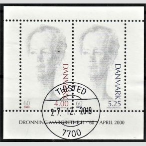 FRIMRKER DANMARK | 2000 - AFA 1241 - Droning Margrethe 60 r - 9,25 Kr. Miniark - Pragt Stemplet Thisted