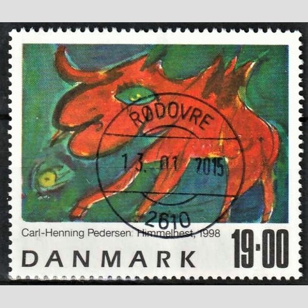 FRIMRKER DANMARK | 1998 - AFA 1190 - Carl-Henning Pedersen - 19,00 Kr. flerfarvet - Pragt Stemplet Rdovre