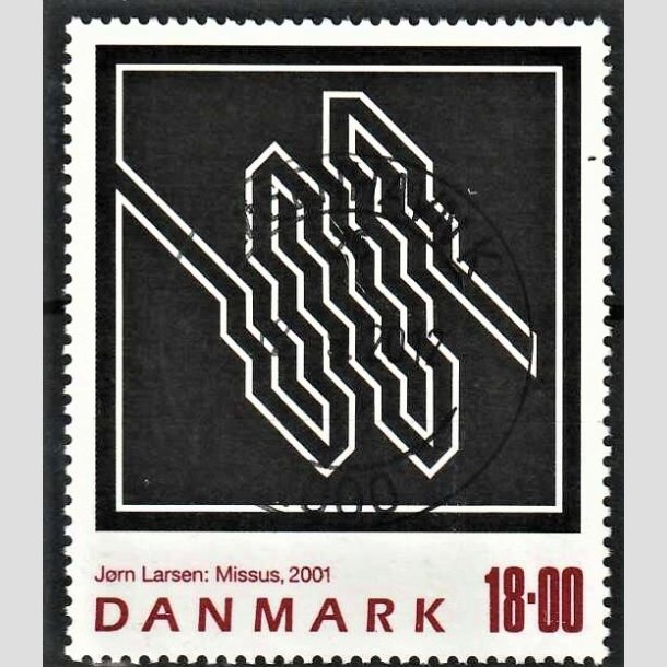 FRIMRKER DANMARK | 2001 - AFA 1292 - Jrn Larsen - 18,00 Kr. flerfarvet - Pragt Stemplet Kbenhavn K