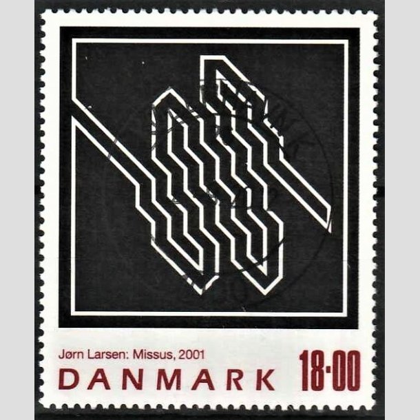 FRIMRKER DANMARK | 2001 - AFA 1292 - Jrn Larsen - 18,00 Kr. flerfarvet - Pragt Stemplet Kbenhavn K