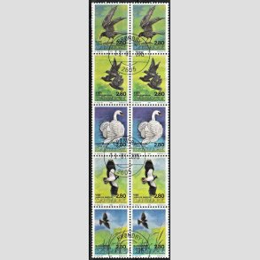 FRIMRKER DANMARK | 1986 - AFA 864-868 - Danske fugle - 2,80 Kr. dobbelt 5-stribe flerfarvet - Pragt Stemplet Brndby