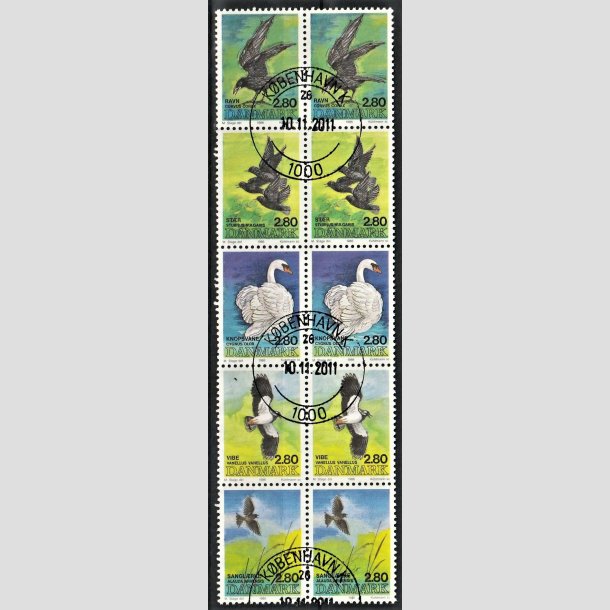 FRIMRKER DANMARK | 1986 - AFA 864-868 - Danske fugle - 2,80 Kr. dobbelt 5-stribe flerfarvet - Pragt Stemplet Kbenhavn K