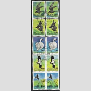 FRIMRKER DANMARK | 1986 - AFA 864-868 - Danske fugle - 2,80 Kr. dobbelt 5-stribe flerfarvet - Pragt Stemplet Brndby