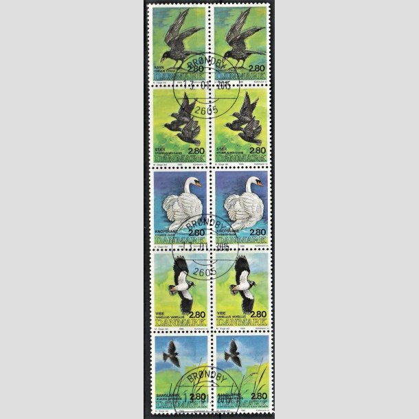 FRIMRKER DANMARK | 1986 - AFA 864-868 - Danske fugle - 2,80 Kr. dobbelt 5-stribe flerfarvet - Pragt Stemplet Brndby