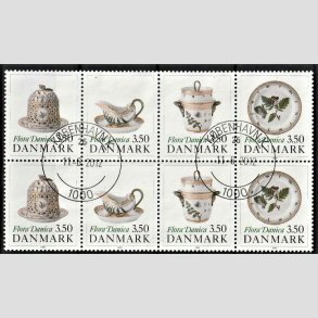 FRIMRKER DANMARK | 1990 - AFA 966-69 - Flora Danica 200 r - 3,50 Kr. i sammentryk flerfarvet - Pragt Stemplet Kbenhavn K